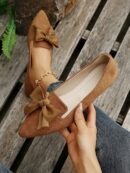 Mocasines Casuales de Puntera Puntiaguda con Hilos Dorados