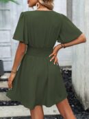 Vestido Casual Cuello en V con Mangas Mariposa
