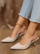 Zapatos de Tacón Elegantes con Correa Trasera y Tacón Piramidal
