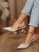 Zapatos de Tacón Elegantes con Correa Trasera y Tacón Piramidal