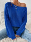 Sweater de Cuello Asimétrico en Punto Cafí Solido