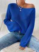 Sweater de Cuello Asimétrico en Punto Cafí Solido