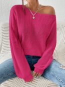 Sweater de Cuello Asimétrico en Punto Cafí Solido