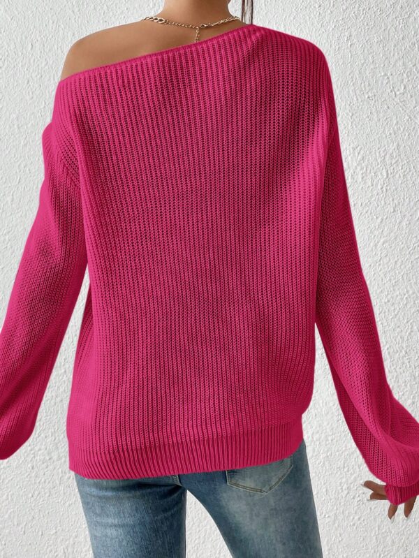 Sweater de Cuello Asimétrico en Punto Cafí Solido - Image 56
