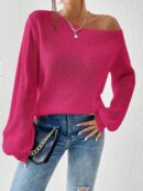 Sweater de Cuello Asimétrico en Punto Cafí Solido