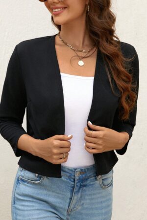 Chaqueta Corta Negra de Trabajo para Mujer, Temporada Primavera