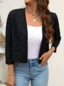 Chaqueta Corta Negra de Trabajo para Mujer, Temporada Primavera