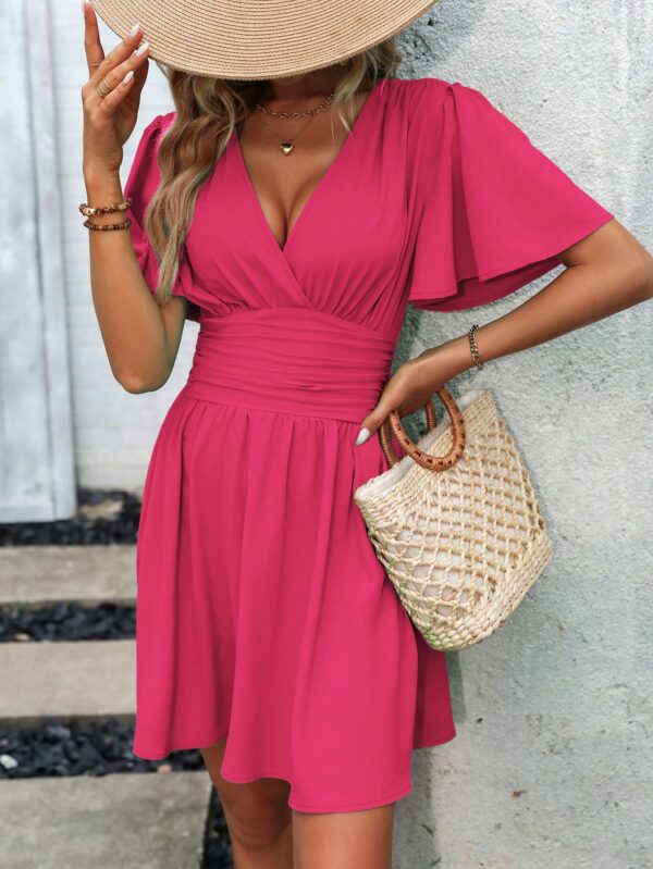 Vestido Casual Cuello en V con Mangas Mariposa - Image 67