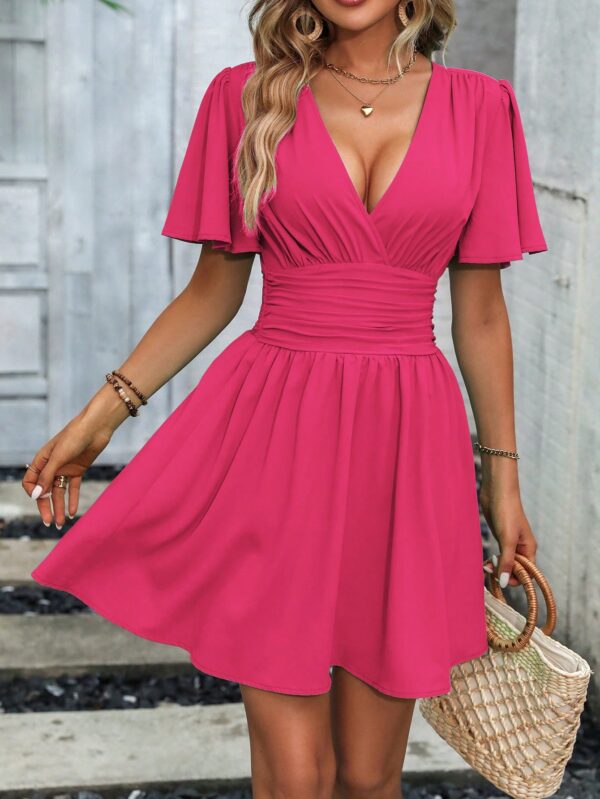 Vestido Casual Cuello en V con Mangas Mariposa - Image 68