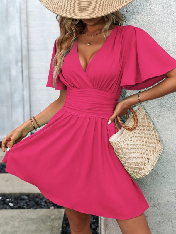 Vestido Casual Cuello en V con Mangas Mariposa - Image 70