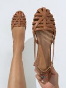 Zapatos Planos de Mujer con Detalles Tejidos y Talón Abierto