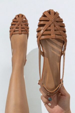 Zapatos Planos de Mujer con Detalles Tejidos y Talón Abierto