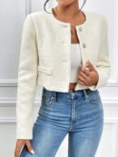 Abrigo Elegante con Botones en Tela Tejida