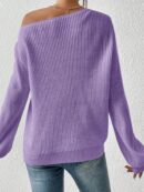 Sweater de Cuello Asimétrico en Punto Cafí Solido