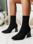 Botines Negros de Tacón Grueso y Punta Afilada