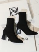Botines Negros de Tacón Grueso y Punta Afilada