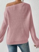 Sweater de Cuello Asimétrico en Punto Cafí Solido