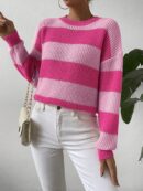 Sweater a Rayas Colorido con Hombros Caídos