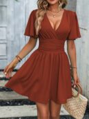 Vestido Casual Cuello en V con Mangas Mariposa