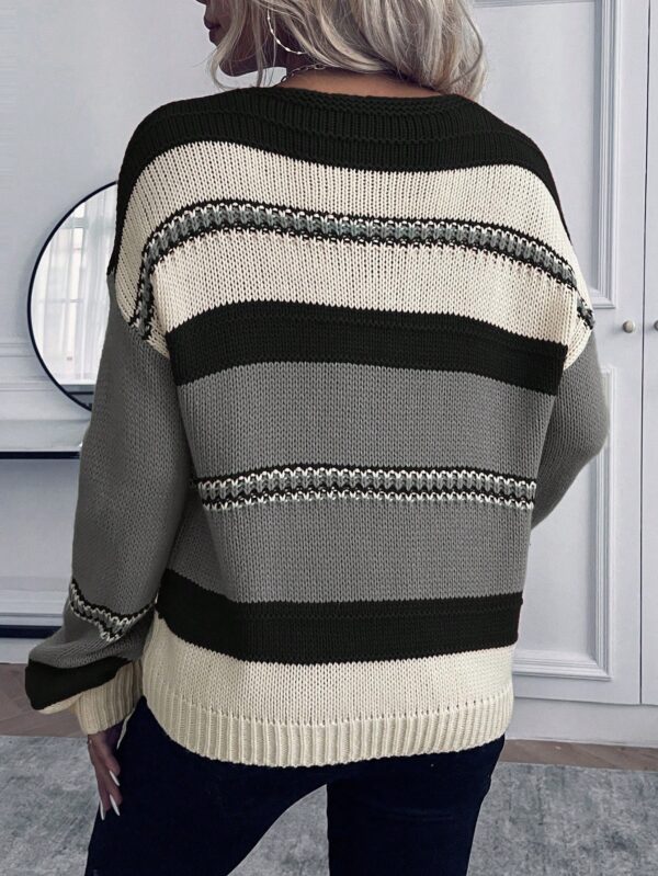 Sweater Casual a Rayas con Hombros Caídos para Otoño/Invierno - Image 30