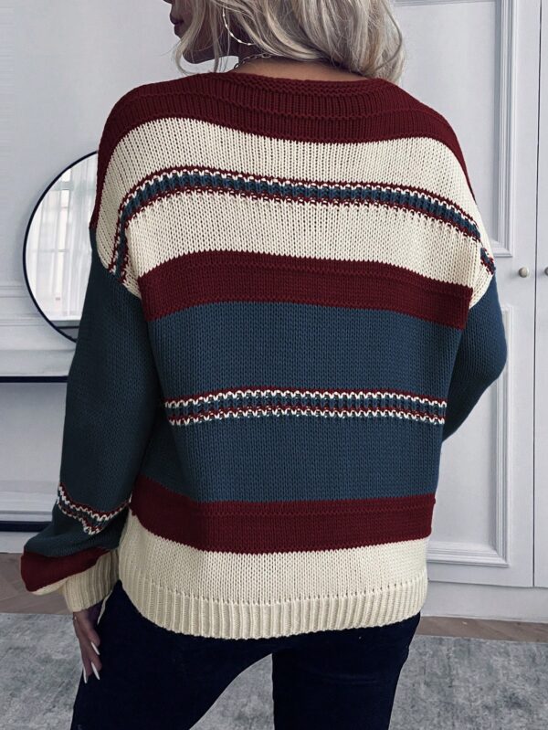 Sweater Casual a Rayas con Hombros Caídos para Otoño/Invierno - Image 37