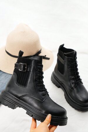 Botas Retro Cortas de Tacón Grueso y Suela Gruesa para Mujer