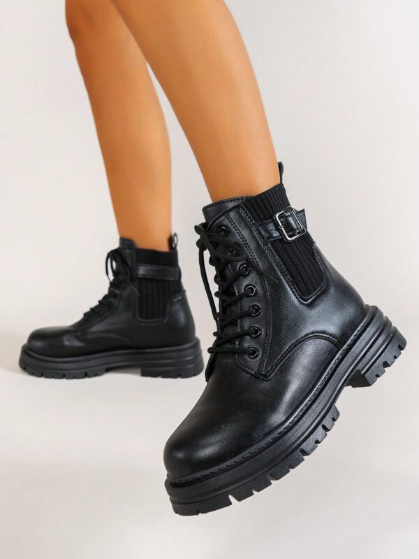 Botas Retro Cortas de Tacón Grueso y Suela Gruesa para Mujer - Image 3