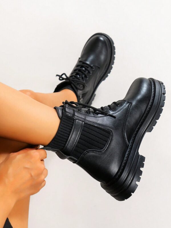 Botas Retro Cortas de Tacón Grueso y Suela Gruesa para Mujer - Image 4