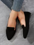 Mocasines Casuales de Puntera Puntiaguda con Hilos Dorados