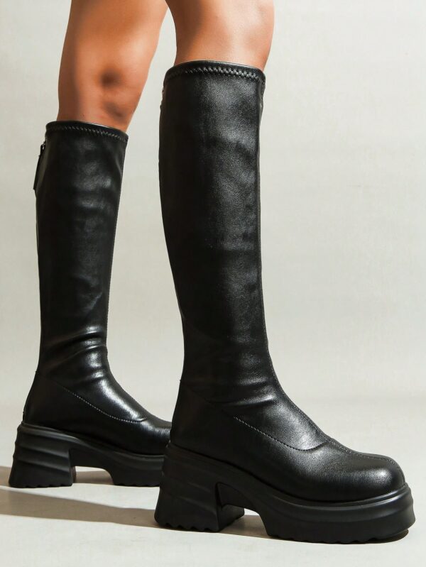 Botas de Tacón Alto Asimétrico con Flecos al Estilo Caballero - Image 5