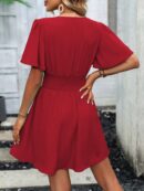 Vestido Casual Cuello en V con Mangas Mariposa