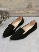 Mocasines Elegantes de Gamuza Negra con Punta Afilada