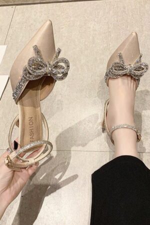 Zapatos de Tacón Alto Elegantes con Detalle de Moño