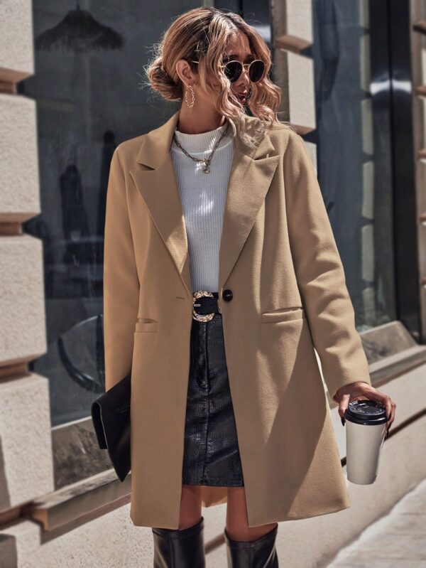 Abrigo de Lana Estilo Casual con Solapa y Botón Único - Image 7