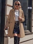 Abrigo de Lana Estilo Casual con Solapa y Botón Único