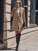Abrigo de Lana Estilo Casual con Solapa y Botón Único
