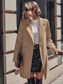 Abrigo de Lana Estilo Casual con Solapa y Botón Único