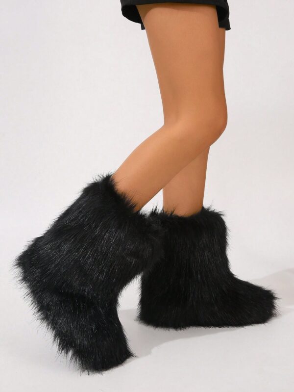 Botas de Nieve Peludas de Caña Media para Mujer