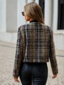 Abrigo de Tweed Abierto con Diseño Escocés y Bolsillo Solapa