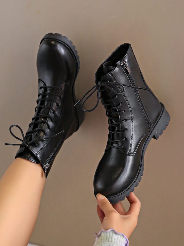 Botines Retro con Cierre Lateral y Cordones, Ideales para Leggings