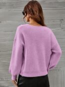 Sweater V-Neck con Hombros Caídos Estilo Francés