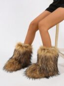 Botas de Nieve Peludas de Caña Media para Mujer