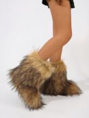 Botas de Nieve Peludas de Caña Media para Mujer