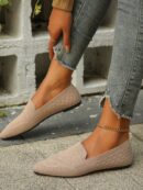 Mocasines Casuales de Puntera Puntiaguda con Hilos Dorados