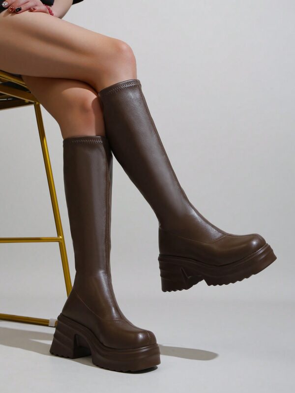 Botas de Tacón Alto Asimétrico con Flecos al Estilo Caballero - Image 6