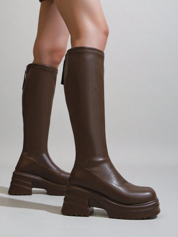 Botas de Tacón Alto Asimétrico con Flecos al Estilo Caballero - Image 7