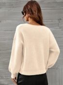 Sweater V-Neck con Hombros Caídos Estilo Francés