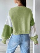 Cardigan Largo con Hombros Caídos y Diseño Colorblock