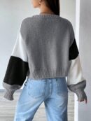 Cardigan Largo con Hombros Caídos y Diseño Colorblock