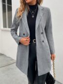 Abrigo de Lana con Solapas y Doble Botonadura